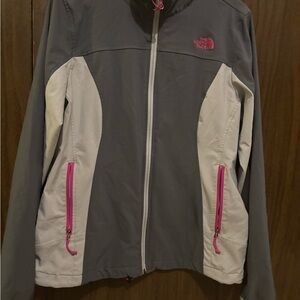 The North Face WindWall Jacket Women’s Large Gray Pink Softshell Windproof